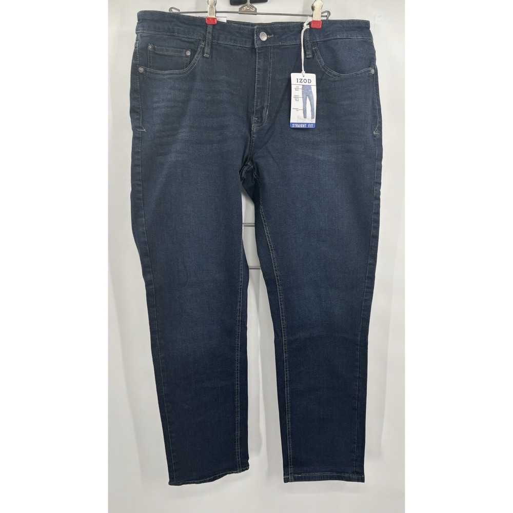 IZOD Men's SportFlex Comfort Stretch Straight Fit Denim Jeans 38x32 New